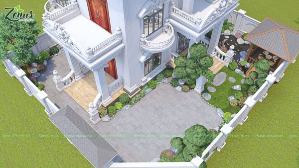Thiết Kế Thi Công Sân Vườn Biệt Thự Hải Dương – Vẻ Đẹp Vườn Nhật Giữa Không Gian Tân Cổ Điển