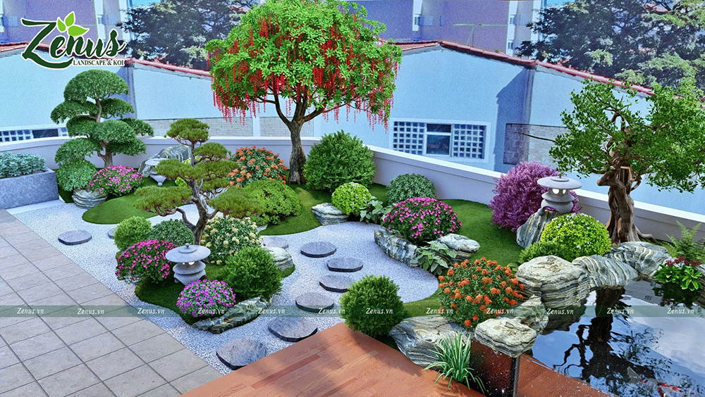 Zenus thiết kế thi c&ocirc;ng vườn Nhật Bắc Giang