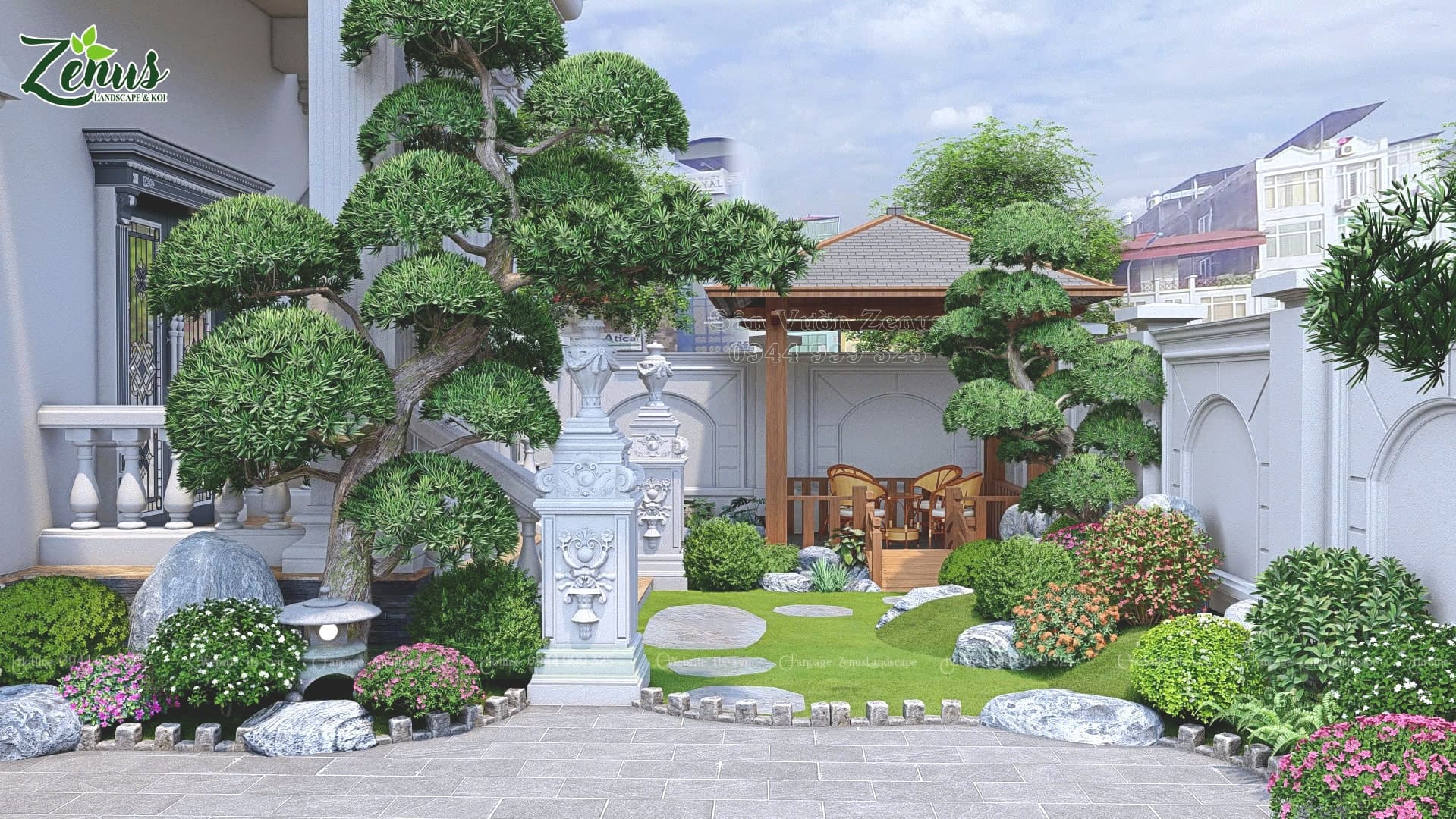 Thiết kế thi c&ocirc;ng s&acirc;n vườn biệt thự Hải Dương 