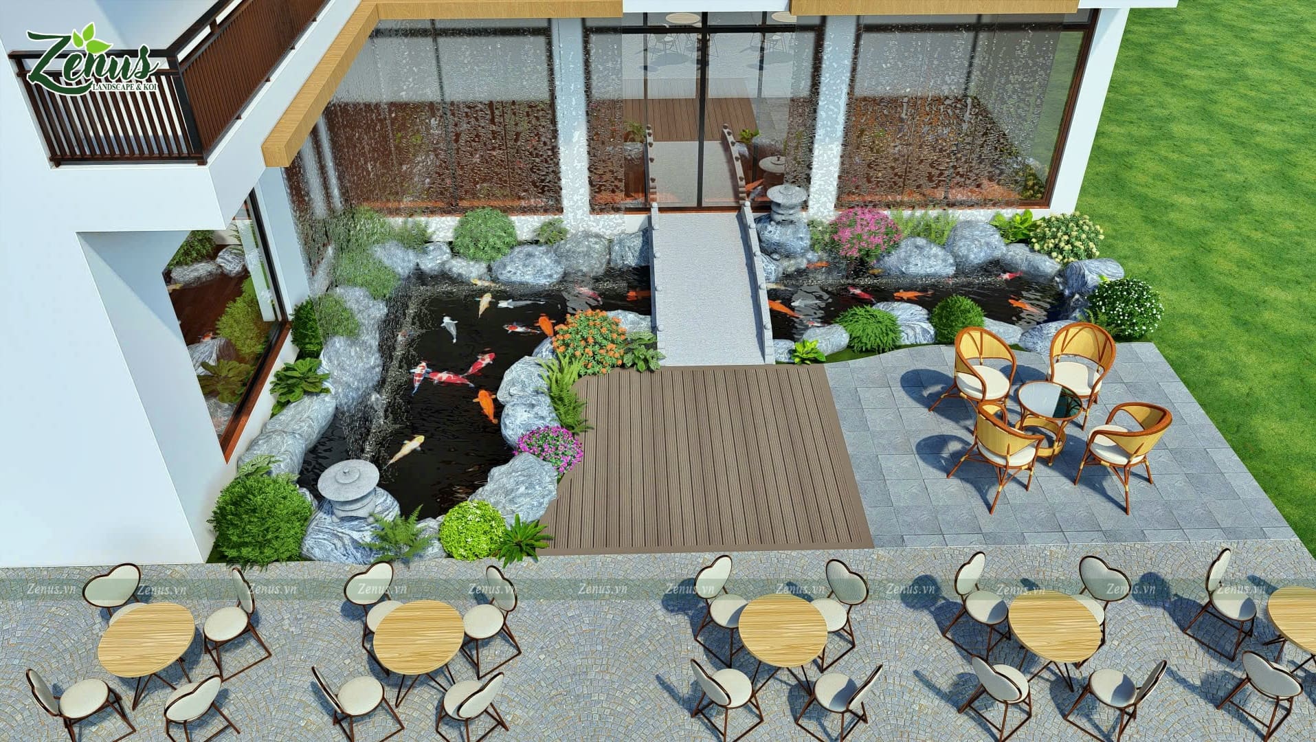 Thiết kế thi c&ocirc;ng Cafe Koi, Th&aacute;c Nước Nghệ An