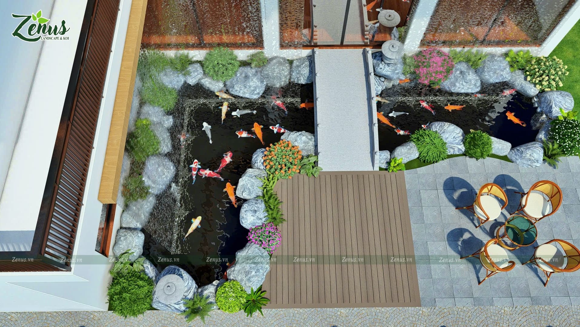 Thiết kế thi c&ocirc;ng Cafe Koi, Th&aacute;c Nước Nghệ An