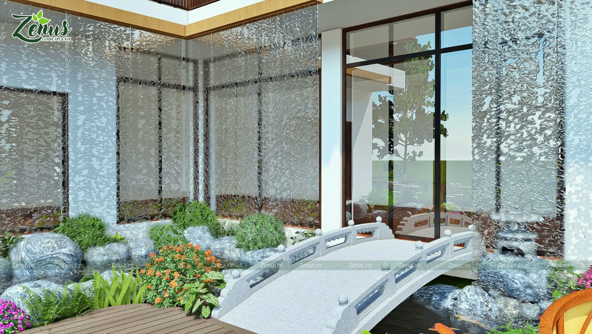 Thiết kế thi c&ocirc;ng hồ koi Th&aacute;c Nước Nghệ An