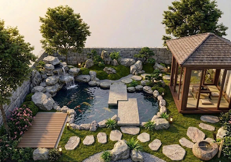 Thiết kế thi công hồ cá koi đẹp Hà Nội