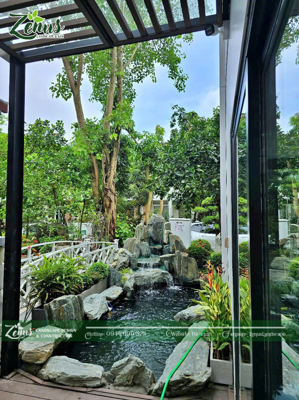 Thi công hồ koi bo đá Nhật