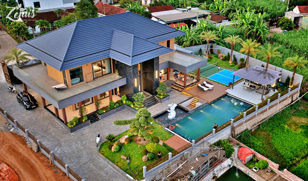 Thi c&ocirc;ng s&acirc;n vườn biệt thự Nghệ An