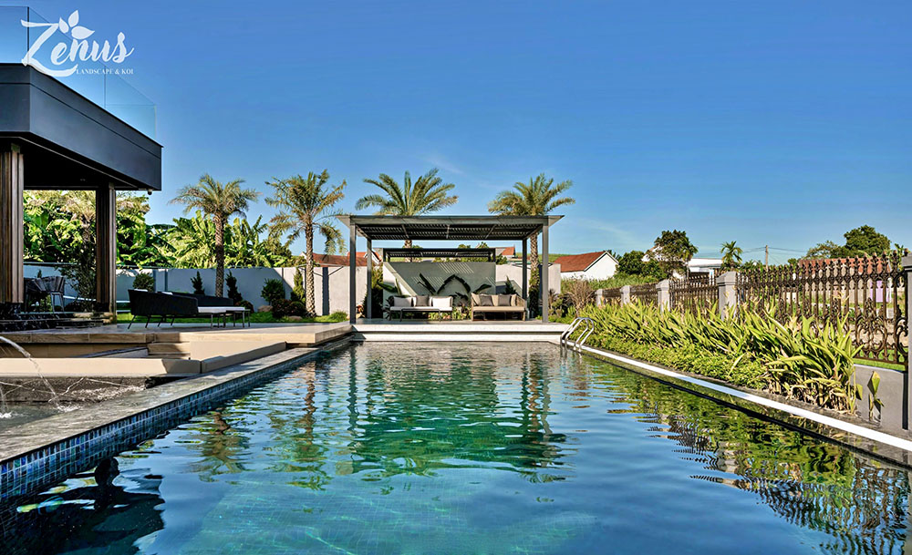 Thi c&ocirc;ng hồ bơi s&acirc;n vườn biệt thự Nghệ An