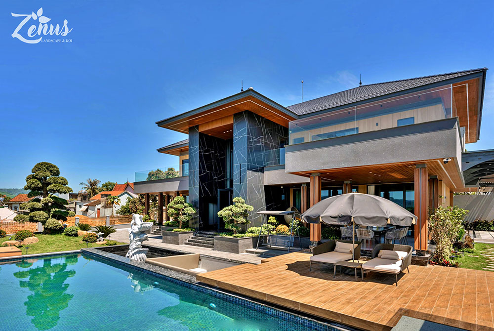 Thi c&ocirc;ng s&acirc;n vườn biệt thự m&aacute;i nhật Nghệ An