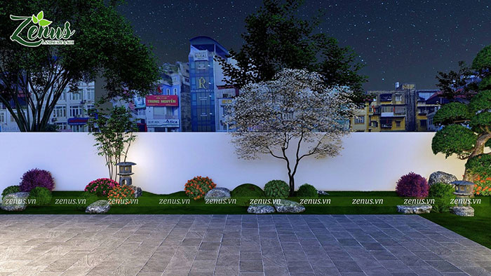 Thiết kế 3D sân vườn biệt thự Thái Nguyên