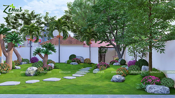Thiết kế sân vườn đẹp biệt Thự Thái Nguyên