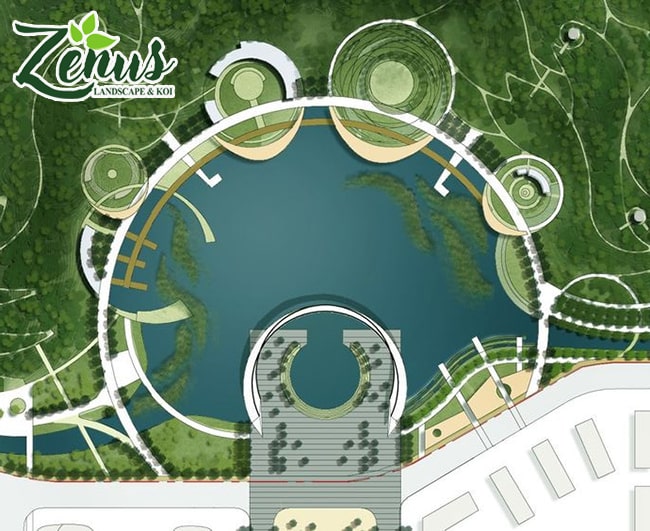 Thiết kế 3D quy hoạch công viên bán nguyệt Quảng Ninh