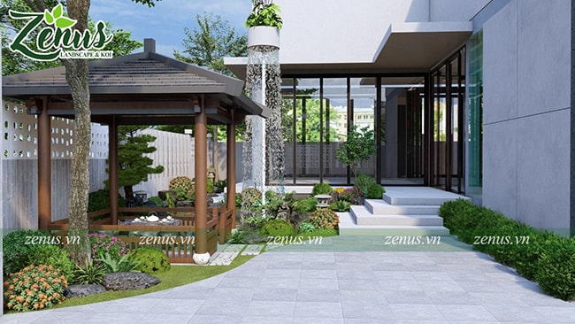 Mẫu thiết kế sân vườn biệt thự phong cách Nhật