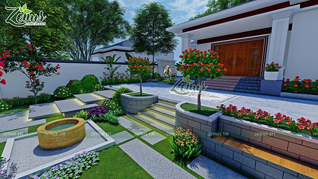 Thiết kế 3D cảnh quan sân vườn Phú Thọ
