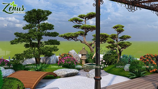 Thiết kế 3d Cảnh quan vườn Nhật Đông Anh