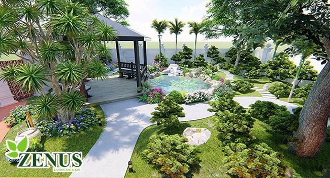 Thiết kế thi công sân vườn trước biệt thự Ecorpark